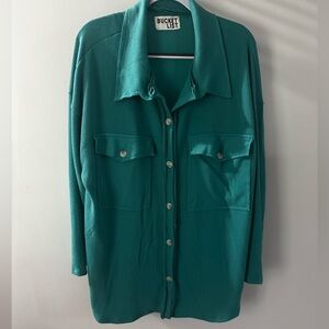 Bucket List Women green oversized flannel-large by